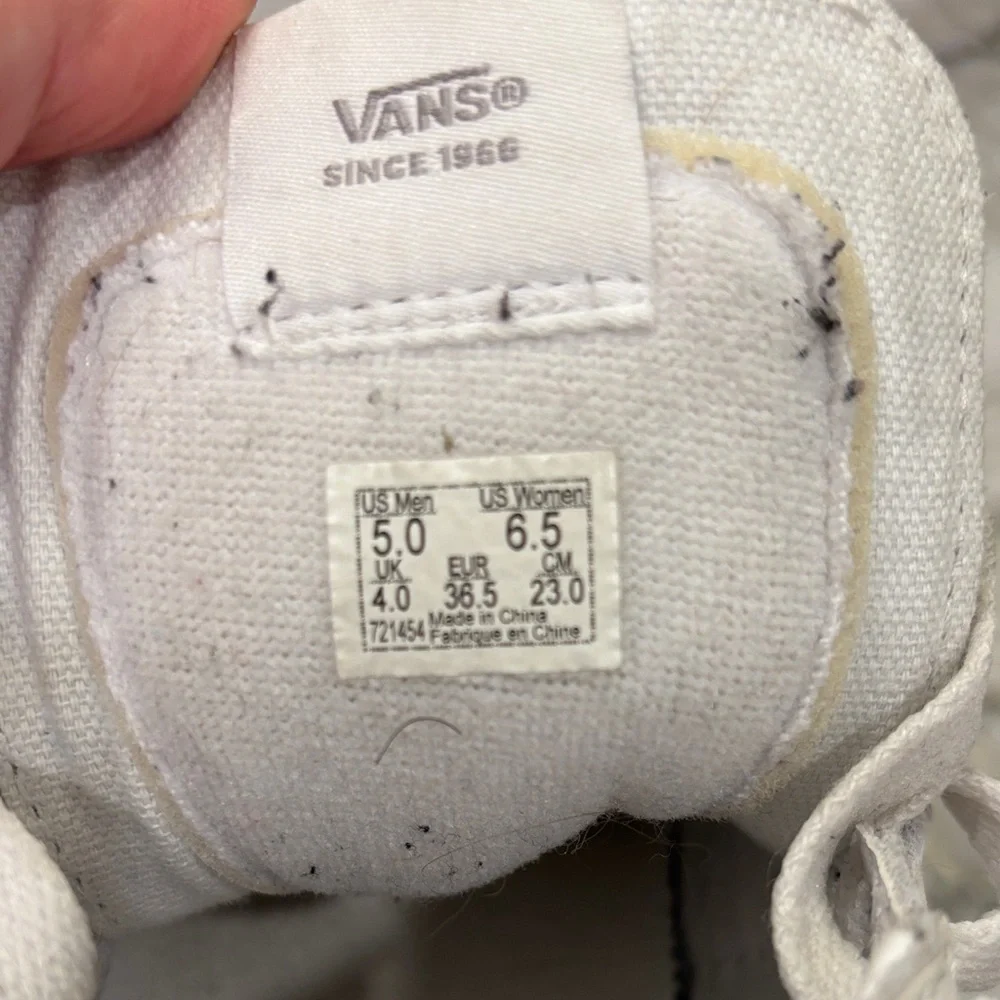 Vans White and Gray High-Top Sneakers sz 6.5 women, sz 5 men - Picture 2 of 10